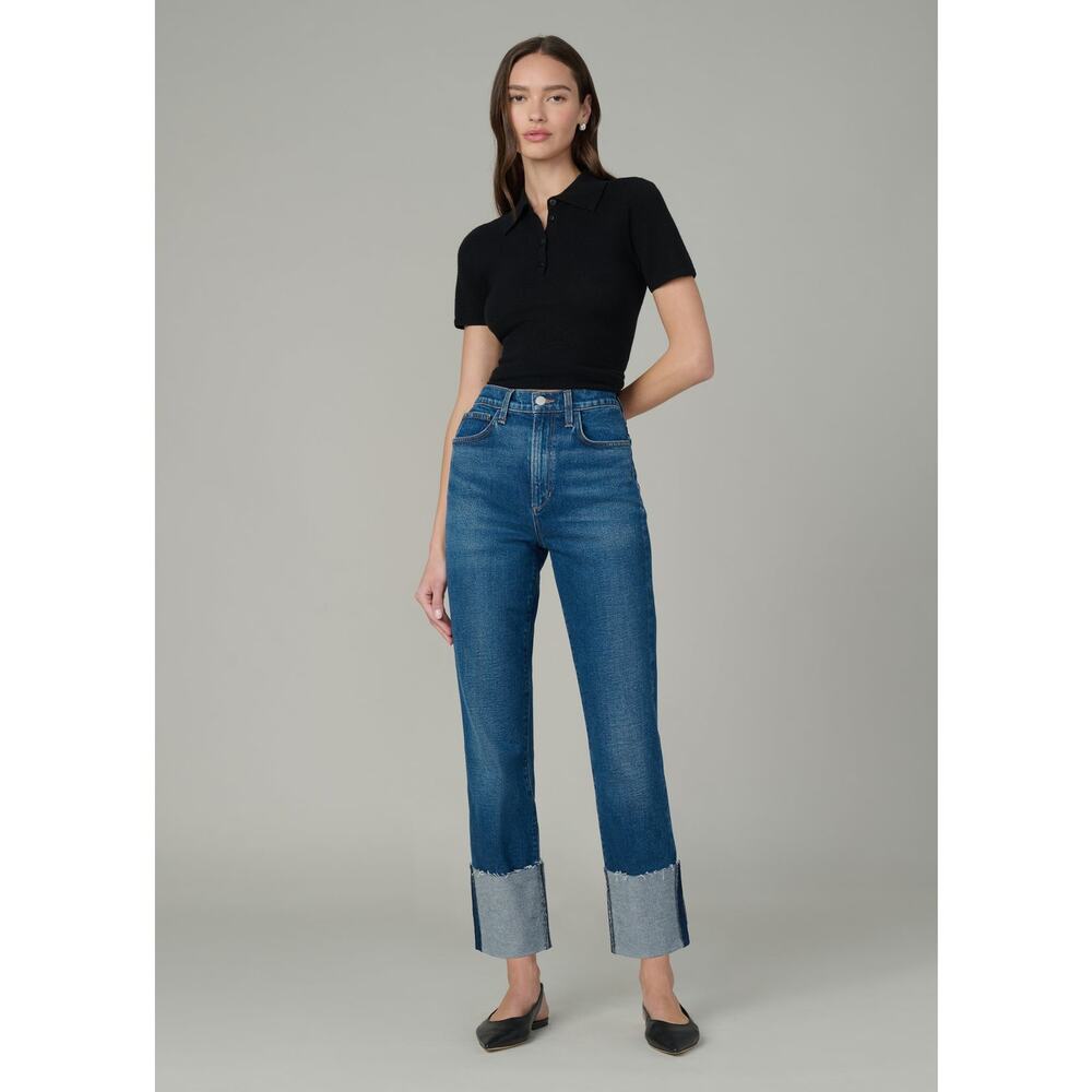 Joe's Denim high rise Straight jeans with raw hem, cuff - Picture 2 of 6